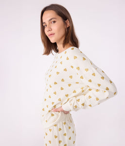 AW25 - A0DV7 01 WHITE GOLD LONG SLEEVES FALL WINTER 2025/26 HEARTS HOMEWEAR PYJAMAS
