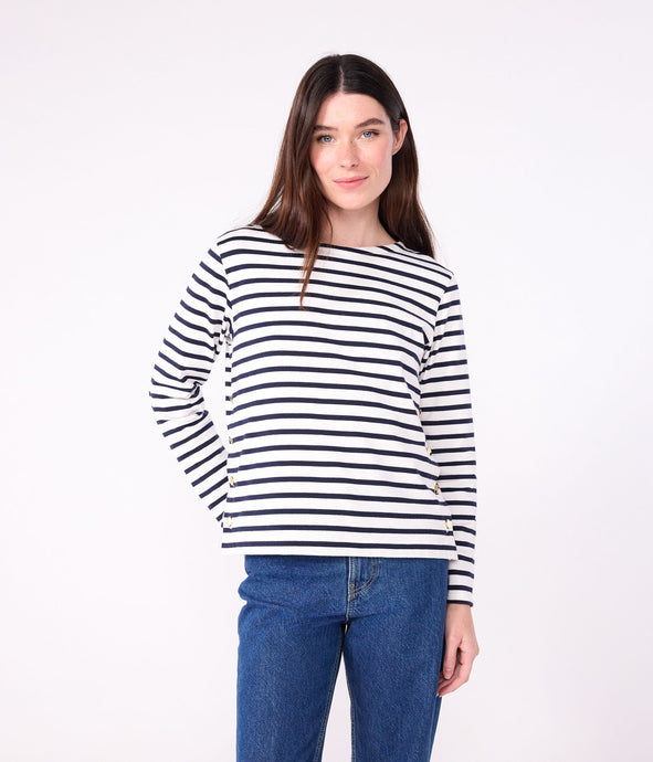 AW25 - A0E4G 01 WHITE NAVY LONG SLEEVES BRETON TOPS FALL WINTER 2025/26 ICONIC SAILOR STRIPES T-SHIRTS TEE