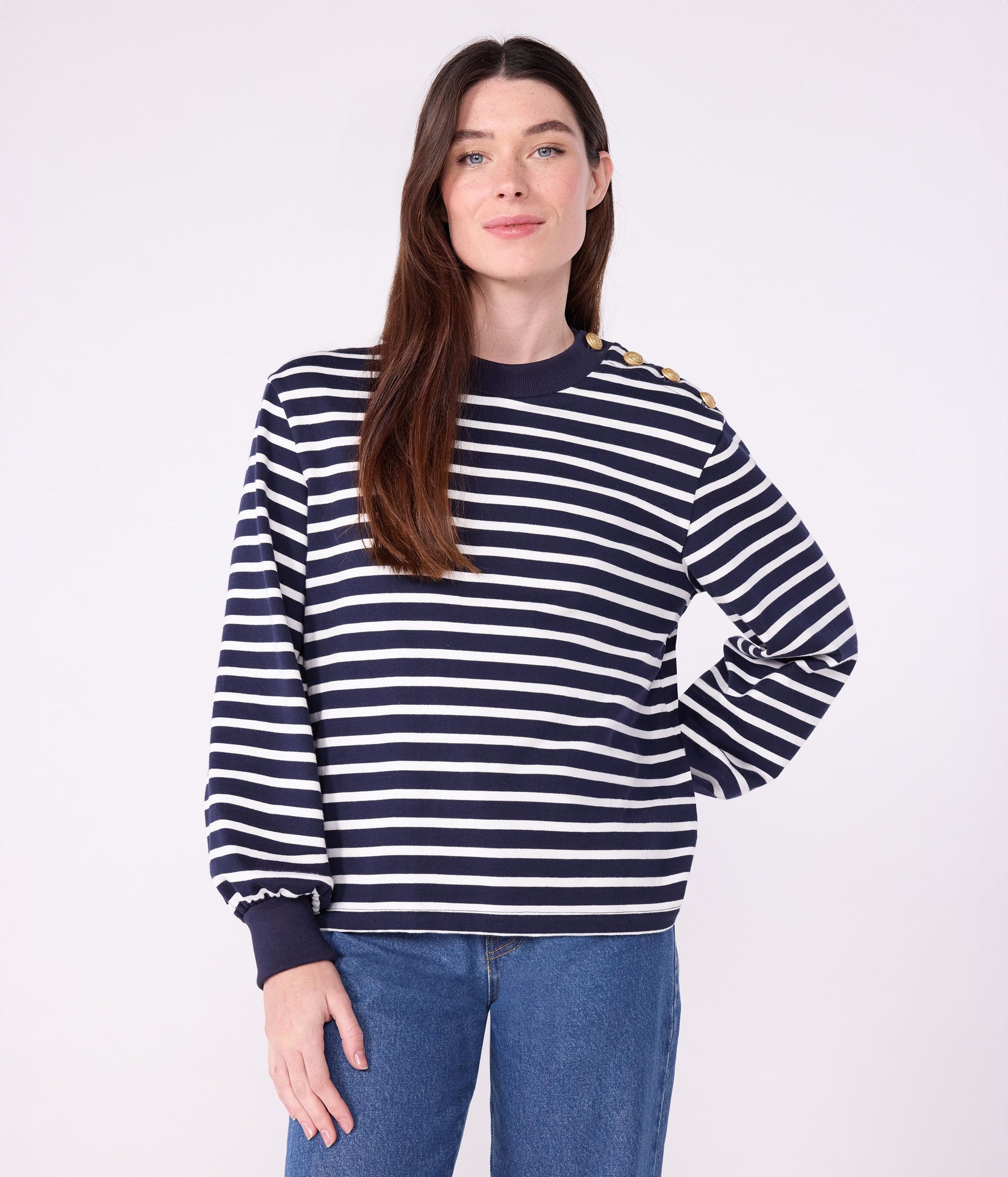 AW25 - A0E4K 02 NAVY WHITE LONG SLEEVES BRETON TOPS FALL WINTER 2025/26 ICONIC STRIPES T-SHIRTS TEE