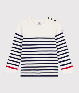 AW25 - A0E5M 01 WHITE NAVY FALL WINTER 2025/26 LONG SLEEVES SAILOR STRIPES SWEATER