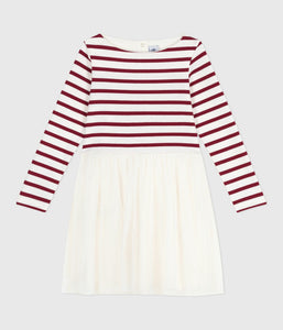 AW25 - A0E73 01 WHITE BURGUNDY DRESSES FALL WINTER 2025/26 LONG SLEEVES STRIPES