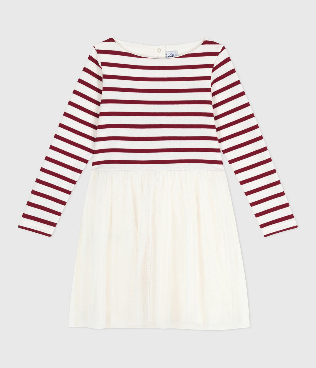 AW25 - A0E73 01 WHITE BURGUNDY DRESSES FALL WINTER 2025/26 LONG SLEEVES STRIPES
