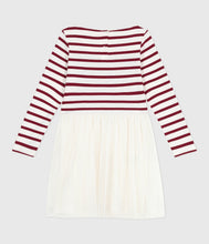 Load image into Gallery viewer, AW25 - A0E73 01 WHITE BURGUNDY DRESSES FALL WINTER 2025/26 LONG SLEEVES STRIPES
