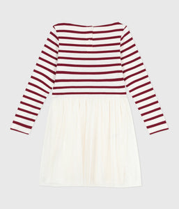 AW25 - A0E73 01 WHITE BURGUNDY DRESSES FALL WINTER 2025/26 LONG SLEEVES STRIPES