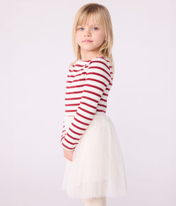 AW25 - A0E73 01 WHITE BURGUNDY DRESSES FALL WINTER 2025/26 LONG SLEEVES STRIPES