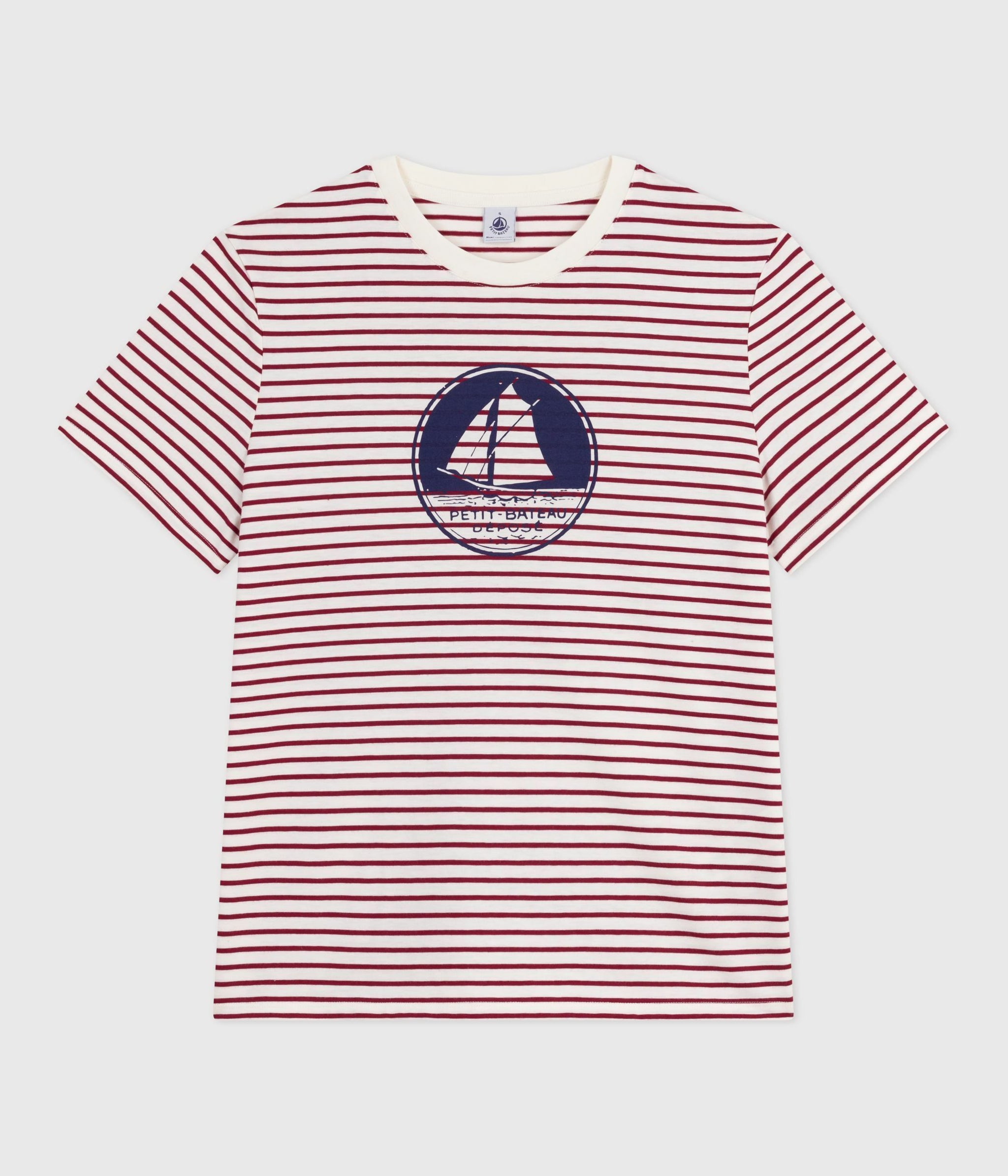 AW25 - A0E7S 01 WHITE BURGUNDY SHORT SLEEVES CREWNECK TEE FALL WINTER 2025/26 SAILOR STRIPES TOPS