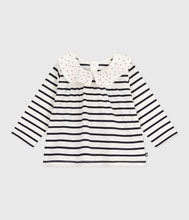 Load image into Gallery viewer, AW25 - A0E9G 01 WHITE NAVY BLOUSES FALL WINTER 2025/26 LONG SLEEVES STRIPES TOP
