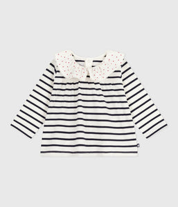 AW25 - A0E9G 01 WHITE NAVY BLOUSES FALL WINTER 2025/26 LONG SLEEVES STRIPES TOP