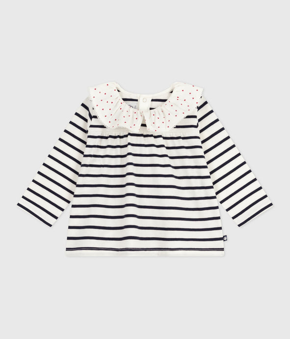 AW25 - A0E9G 01 WHITE NAVY BLOUSES FALL WINTER 2025/26 LONG SLEEVES STRIPES TOP