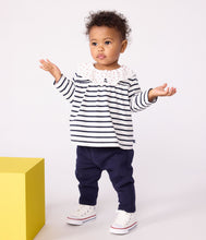 Load image into Gallery viewer, AW25 - A0E9G 01 WHITE NAVY BLOUSES FALL WINTER 2025/26 LONG SLEEVES STRIPES TOP
