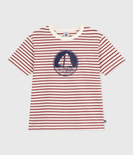 Load image into Gallery viewer, AW25 - A0E9S 01 WHITE BURGUNDY FALL WINTER 2025/26 SAILOR STRIPES TSHIRTS

