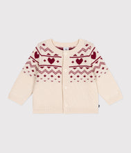 Load image into Gallery viewer, AW25 - A0EBI 01 CREAM RED CARDIGAN FALL WINTER 2025/26 HEARTS LONG SLEEVES SWEATER
