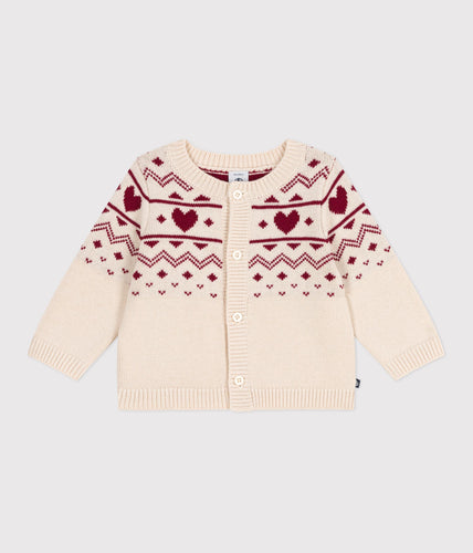 AW25 - A0EBI 01 CREAM RED CARDIGAN FALL WINTER 2025/26 HEARTS LONG SLEEVES SWEATER