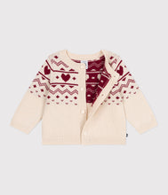 Load image into Gallery viewer, AW25 - A0EBI 01 CREAM RED CARDIGAN FALL WINTER 2025/26 HEARTS LONG SLEEVES SWEATER
