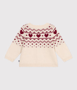 AW25 - A0EBI 01 CREAM RED CARDIGAN FALL WINTER 2025/26 HEARTS LONG SLEEVES SWEATER