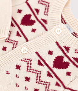 AW25 - A0EBI 01 CREAM RED CARDIGAN FALL WINTER 2025/26 HEARTS LONG SLEEVES SWEATER