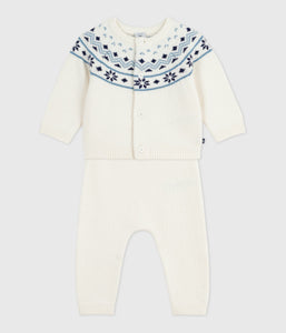 AW25 - A0ECE 01 WHITE BLUE FALL WINTER 2025/26 NEWBORN OUTFITS SWEATER