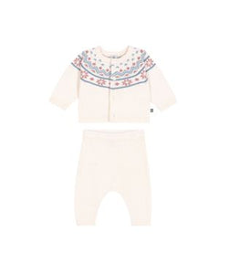 AW25 - A0ECE 02 WHITE PINK CARDIGAN FALL WINTER 2025/26 NEWBORN OUTFITS SWEATER