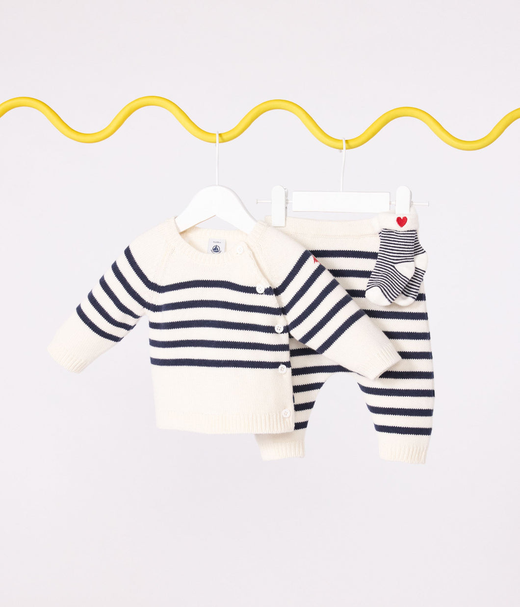 AW25 - A0ECR 01 WHITE NAVY FALL WINTER 2025/26 NEWBORN OUTFITS PARIS THEME STRIPES SWEATER