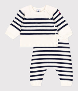 AW25 - A0ECR 01 WHITE NAVY FALL WINTER 2025/26 NEWBORN OUTFITS PARIS THEME STRIPES SWEATER