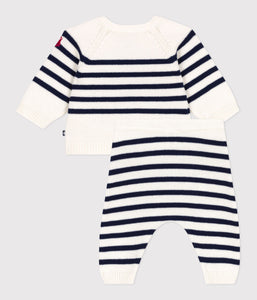 AW25 - A0ECR 01 WHITE NAVY FALL WINTER 2025/26 NEWBORN OUTFITS PARIS THEME STRIPES SWEATER