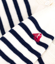 Load image into Gallery viewer, AW25 - A0ECR 01 WHITE NAVY FALL WINTER 2025/26 NEWBORN OUTFITS PARIS THEME STRIPES SWEATER

