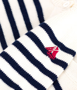 AW25 - A0ECR 01 WHITE NAVY FALL WINTER 2025/26 NEWBORN OUTFITS PARIS THEME STRIPES SWEATER