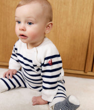 Load image into Gallery viewer, AW25 - A0ECR 01 WHITE NAVY FALL WINTER 2025/26 NEWBORN OUTFITS PARIS THEME STRIPES SWEATER
