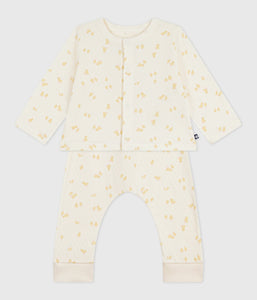 AW25 - A0ECS 01 CREAM YELLOW CARDIGAN FALL WINTER 2025/26 LONG SLEEVES NEWBORN OUTFITS
