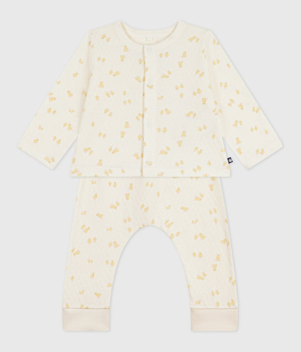 AW25 - A0ECS 01 CREAM YELLOW CARDIGAN FALL WINTER 2025/26 LONG SLEEVES NEWBORN OUTFITS