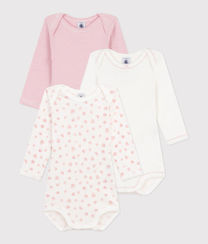 AW25 - A0EED 00 WHITE PINK BODYSUITS FALL WINTER 2025/26 HEARTS LONG SLEEVES NEWBORN