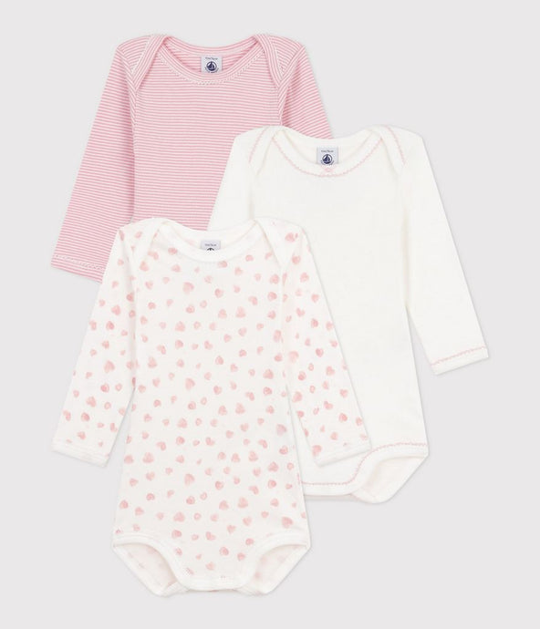 AW25 - A0EED 00 WHITE PINK BODYSUITS FALL WINTER 2025/26 HEARTS LONG SLEEVES NEWBORN