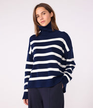 Load image into Gallery viewer, AW25 - A0EFU 01 NAVY WHITE LONG SLEEVES FALL WINTER 2025/26 ICONIC STRIPES TURTLENECK
