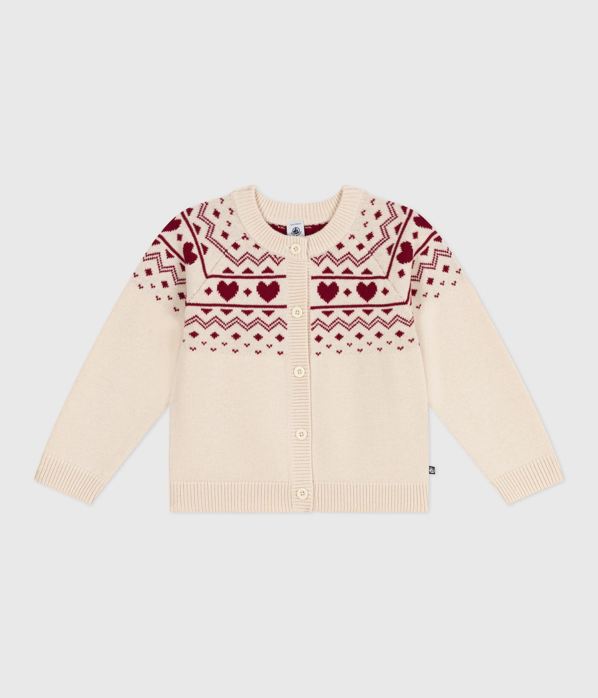 AW25 - A0EGM 01 CREAM RED CARDIGAN FALL WINTER 2025/26 HEARTS