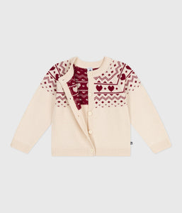 AW25 - A0EGM 01 CREAM RED CARDIGAN FALL WINTER 2025/26 HEARTS