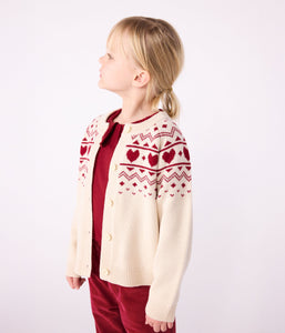 AW25 - A0EGM 01 CREAM RED CARDIGAN FALL WINTER 2025/26 HEARTS
