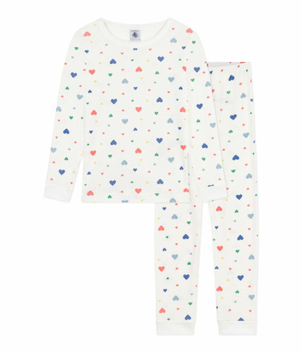 AW25 - A0EI8 01 WHITE MULTI FALL WINTER 2025/26 HEARTS HOODIE LONG SLEEVES PYJAMAS