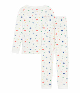 AW25 - A0EI8 01 WHITE MULTI FALL WINTER 2025/26 HEARTS HOODIE LONG SLEEVES PYJAMAS