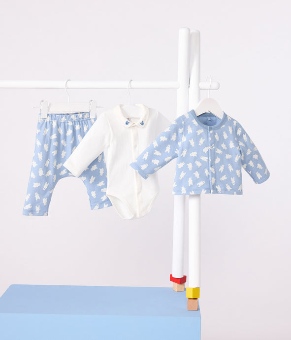 AW25 - A0EKR 01 BLUE WHITE CARDIGAN FALL WINTER 2025/26 LONG SLEEVES NEWBORN OUTFITS