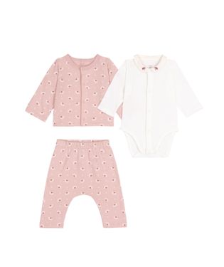 AW25 - A0EKS 01 PINK WHITE FALL WINTER 2025/26 FLORAL NEWBORN OUTFITS SETS
