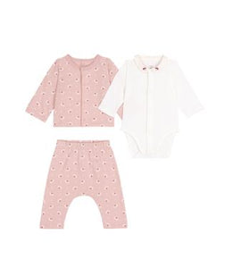 AW25 - A0EKS 01 PINK WHITE FALL WINTER 2025/26 FLORAL NEWBORN OUTFITS