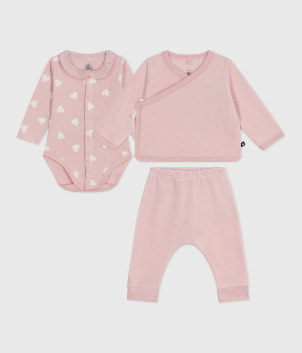 AW25 - A0EKX 01 PINK BODYSUITS CARDIGAN FALL WINTER 2025/26 HEARTS LONG SLEEVES NEWBORN OUTFITS