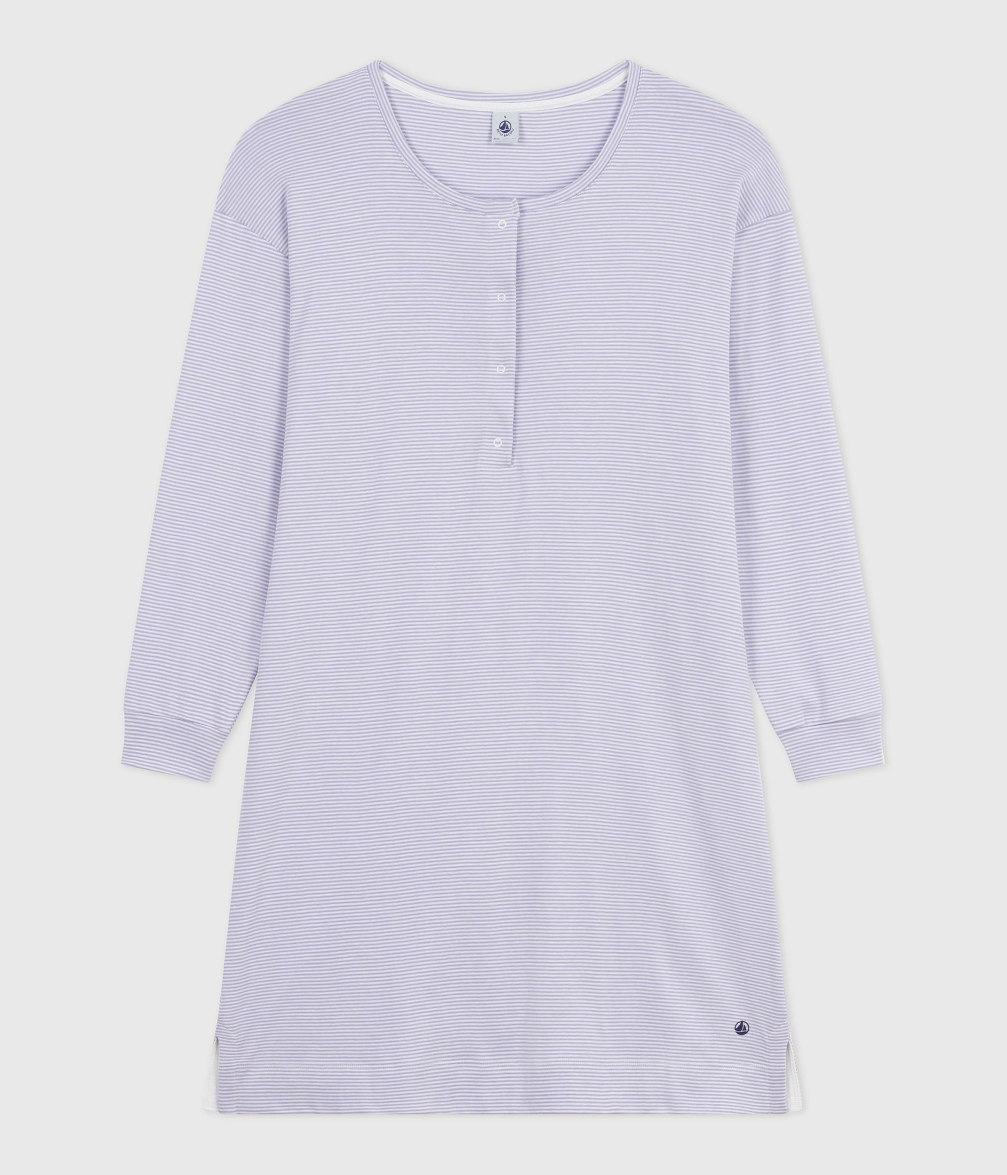 AW25 - A0ERH 01 WHITE LILAC LONG SLEEVES DRESSES FALL WINTER 2025/26 HOMEWEAR PYJAMAS STRIPES
