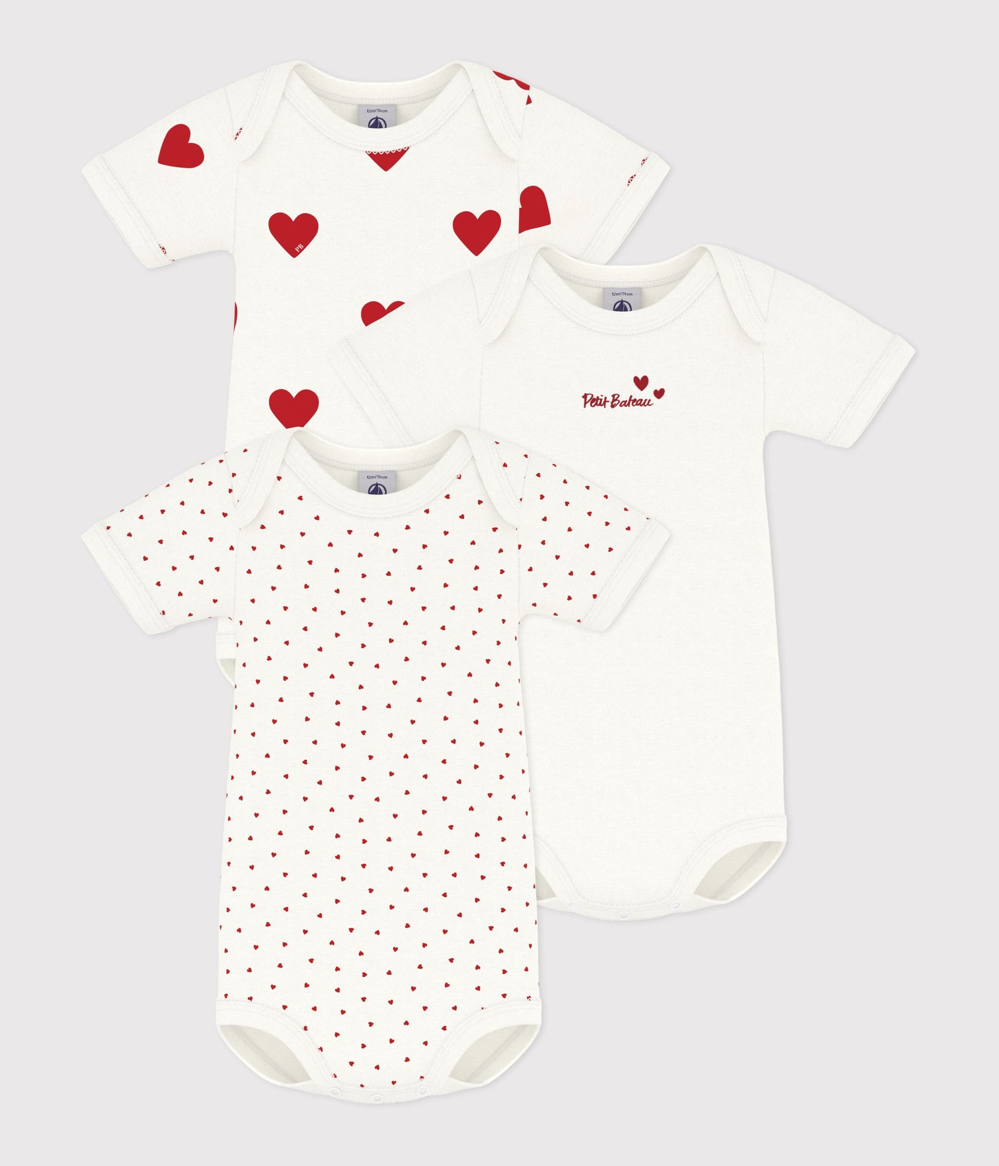 SS26 - A00BB 00 WHITE RED BODYSUITS HEARTS NEWBORN SPRING SUMMER 2026