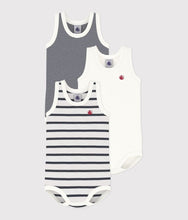 Load image into Gallery viewer, SS26 - A02EI 00 WHITE NAVY BODYSUITS NEWBORN SAILOR SPRING SUMMER 2026 STRIPES
