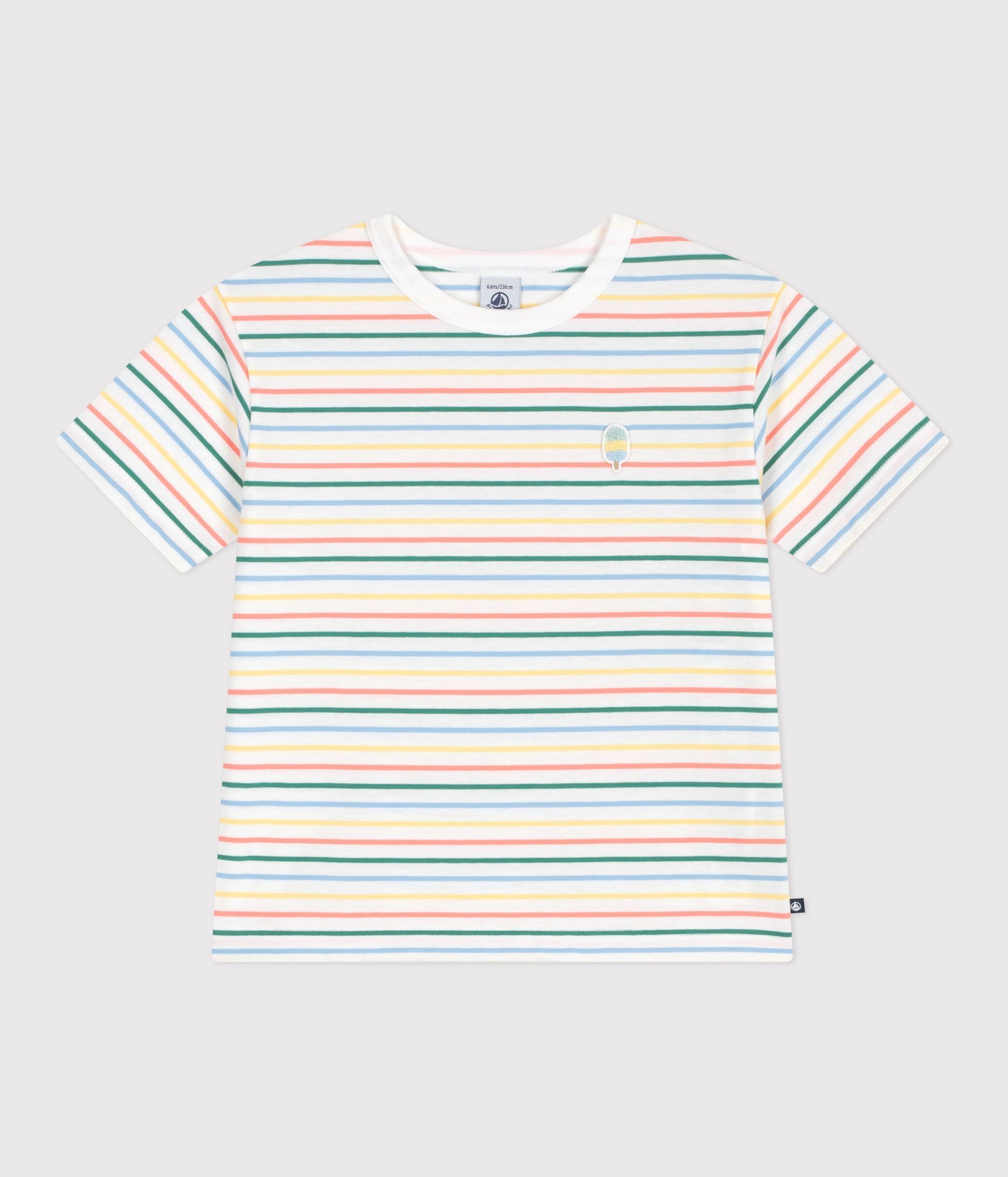 SS26 - A0F66 01 WHITE MULTI BOY NEW ARRIVAL SPRING SUMMER 2026 STRIPES TOPS