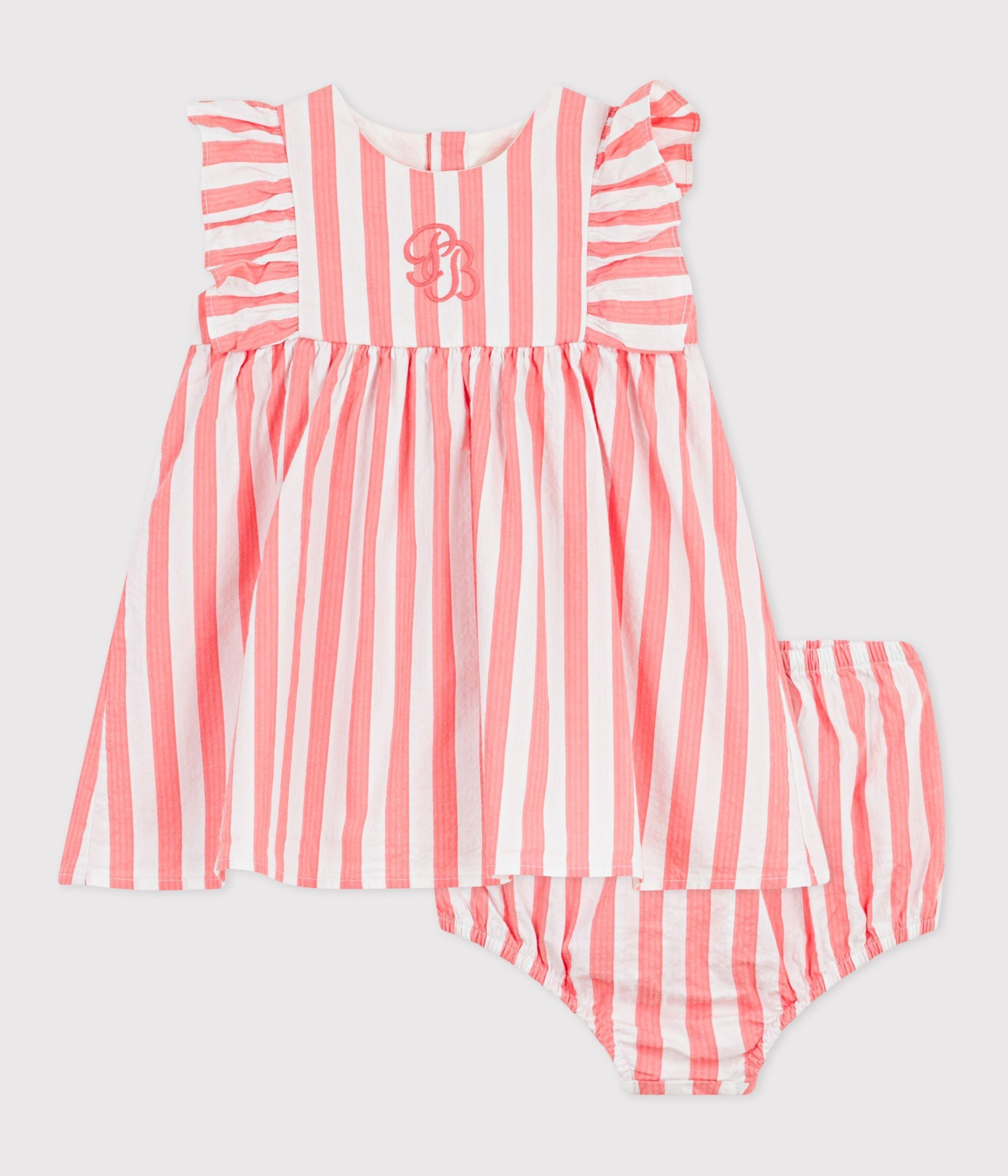 SS26 - A0FFZ 01 WHITE CORAL BABY DRESSES NEW ARRIVAL SPRING SUMMER 2026 STRIPES