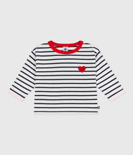Load image into Gallery viewer, SS26 - A0FPQ 01 WHITE NAVY HEARTS NEW ARRIVAL SPRING SUMMER 2026 STRIPES TOPS
