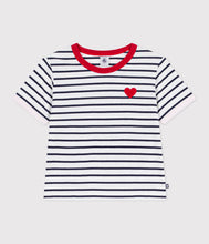 Load image into Gallery viewer, SS26 - A0FR1 01 WHITE NAVY HEARTS NEW ARRIVAL SPRING SUMMER 2026 STRIPES TOPS
