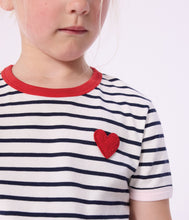 Load image into Gallery viewer, SS26 - A0FR1 01 WHITE NAVY HEARTS NEW ARRIVAL SPRING SUMMER 2026 STRIPES TOPS
